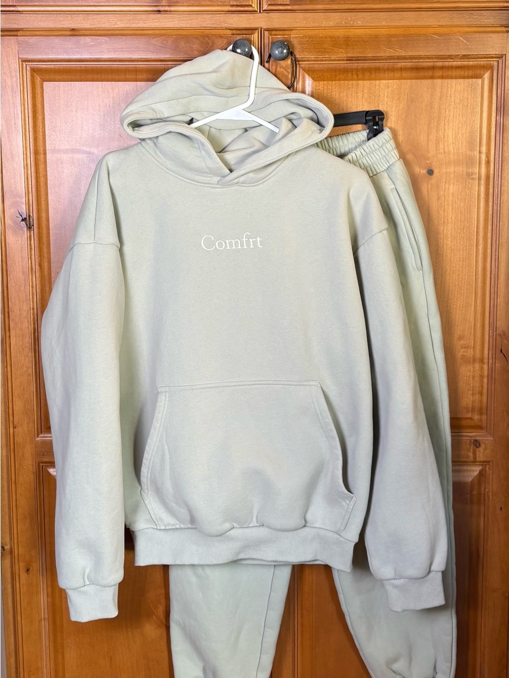 Comfrt Hope Set Heavyweight Fleece Hoodie Sweatpants Sage Green Small S